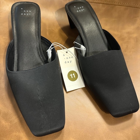 Women’s Jessica Mule Satin Heels-Black-A New Day - Picture 1 of 9